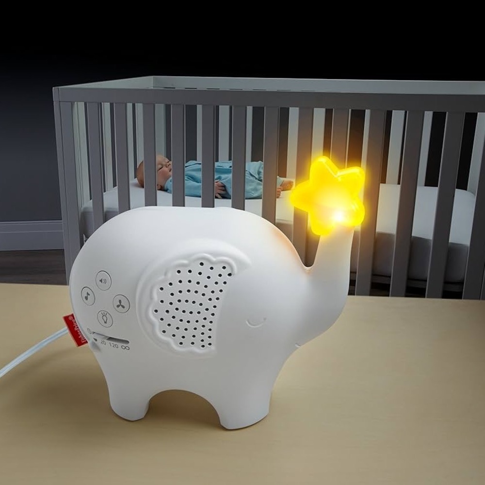 Fisher-Price White Elephant Night Light with Yellow Star